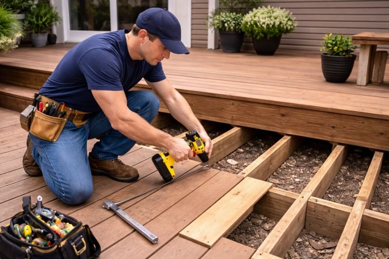 Commercial handyman completing maintenance work in a business space