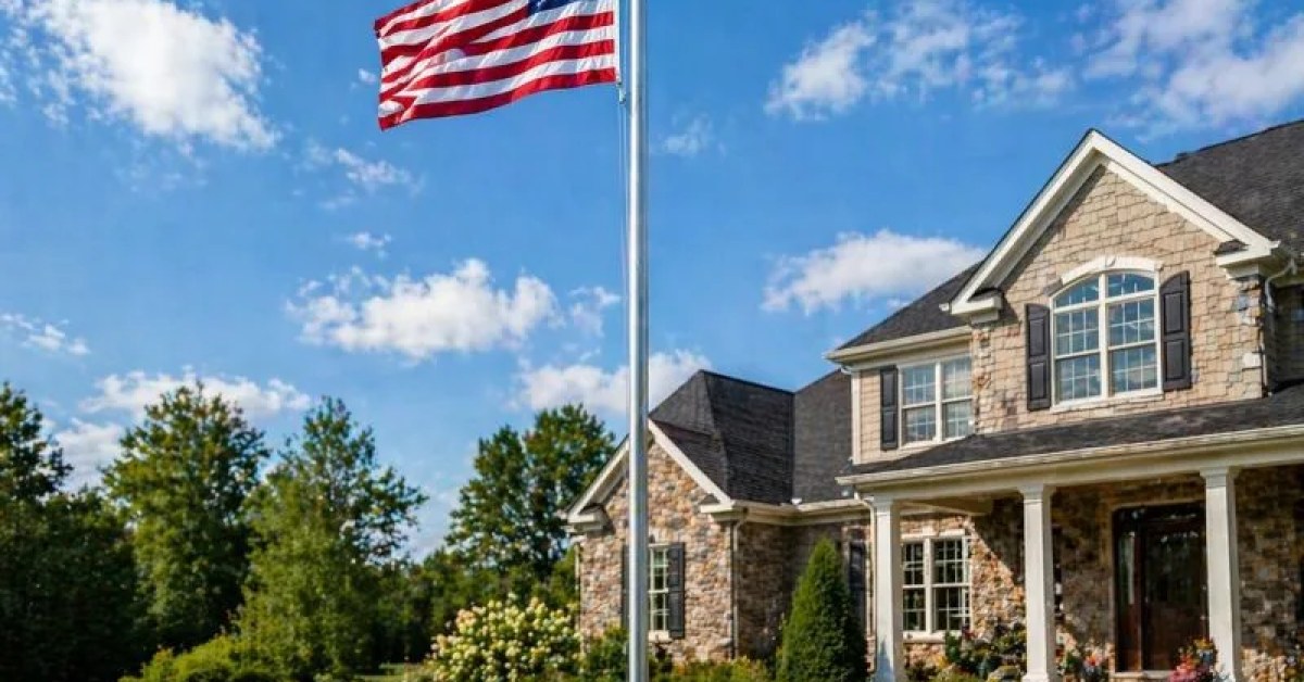 Flagpole installed outside a residential property